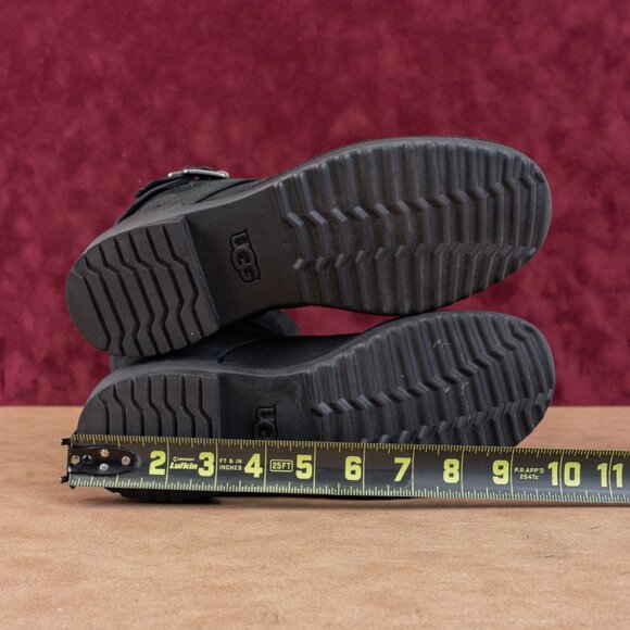 UGG Women Lorna Black Leather Waterproof Shearling Top Mid Calf Boots sz 8.5 - Picture 5 of 8